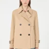 Korte, waterafstotende gabardine trenchcoat, beige Korte, waterafstotende gabardine trenchcoat, beige