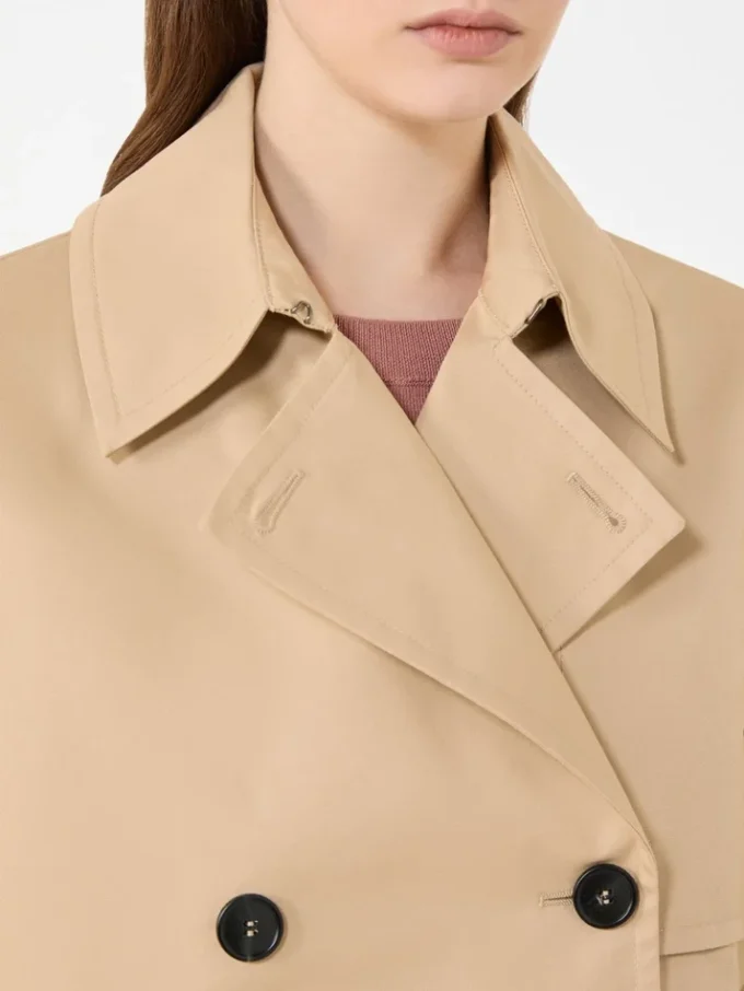 Korte, waterafstotende gabardine trenchcoat, beige Korte, waterafstotende gabardine trenchcoat, beige
