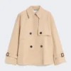 Korte, waterafstotende gabardine trenchcoat, beige Korte, waterafstotende gabardine trenchcoat, beige
