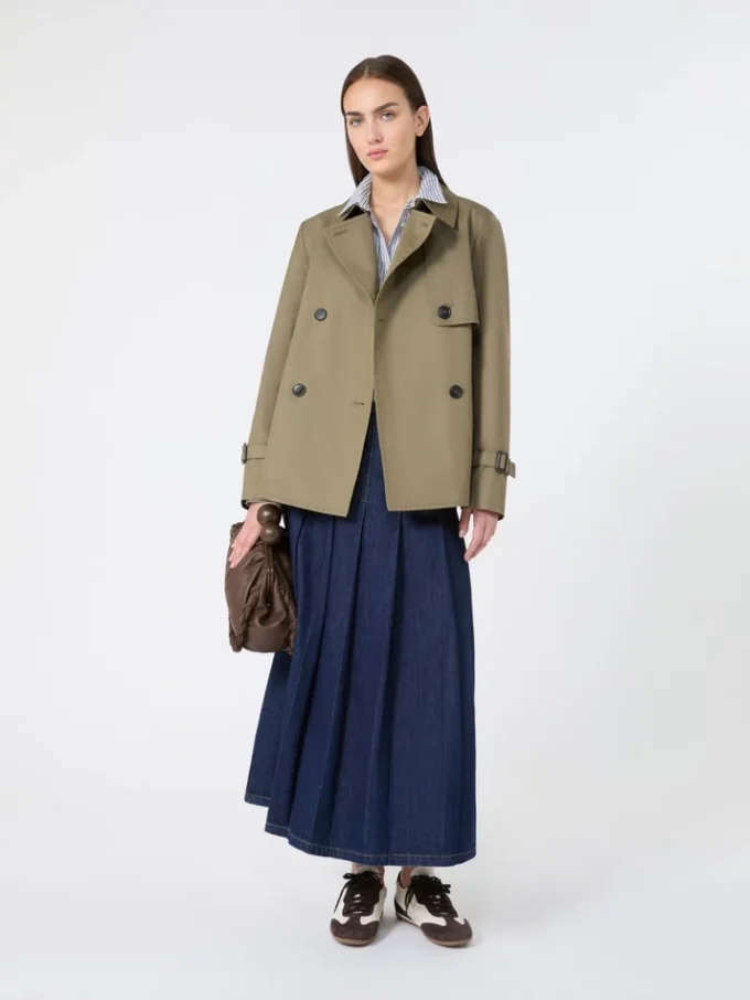 Korte, waterafstotende gabardine trenchcoat, modder