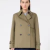 Korte, waterafstotende gabardine trenchcoat, modder