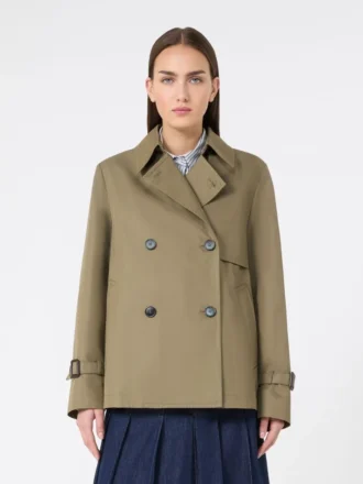Korte, waterafstotende gabardine trenchcoat, modder