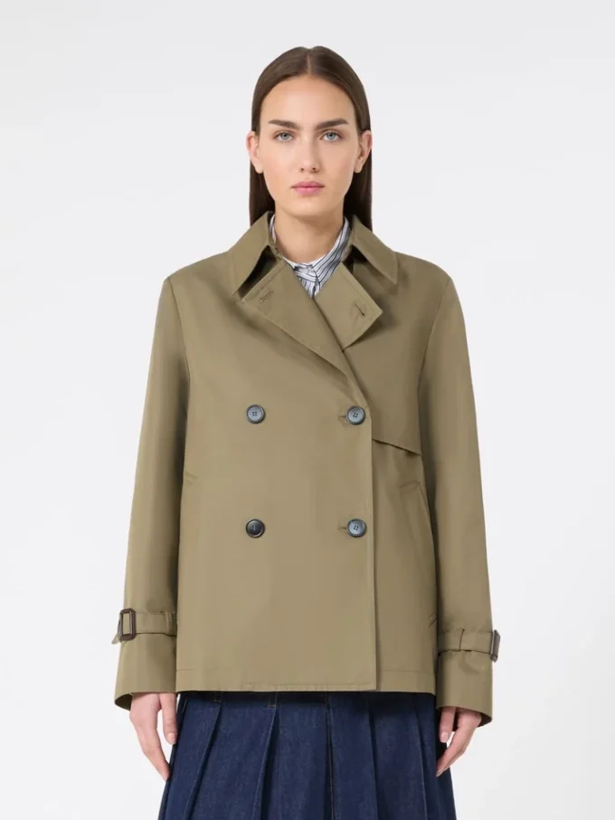 Korte, waterafstotende gabardine trenchcoat, modder