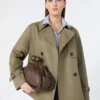 Korte, waterafstotende gabardine trenchcoat, modder