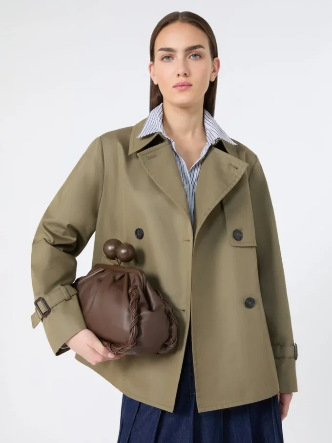 Korte, waterafstotende gabardine trenchcoat, modder