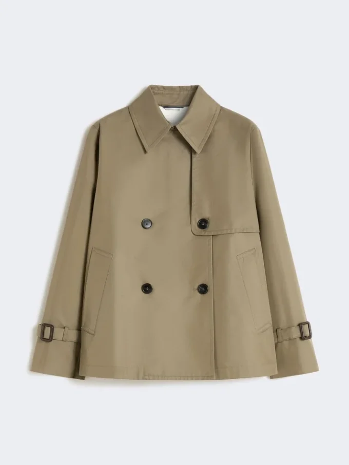 Korte, waterafstotende gabardine trenchcoat, modder
