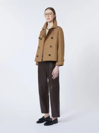 Korte waterafstotende trenchcoat van twill, bruin