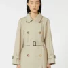 Korte, waterafstotende trenchcoat van twill, zandkleur Korte, waterafstotende trenchcoat van twill, zandkleur