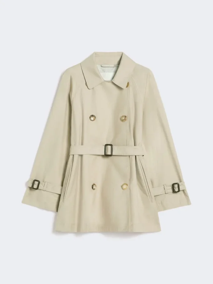 Korte, waterafstotende trenchcoat van twill, zandkleur Korte, waterafstotende trenchcoat van twill, zandkleur