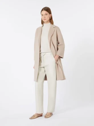 Korte wollen jas, beige-roze