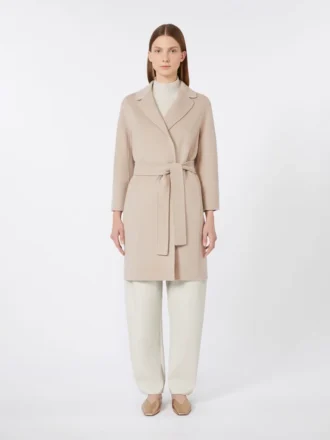 Korte wollen jas, beige-roze