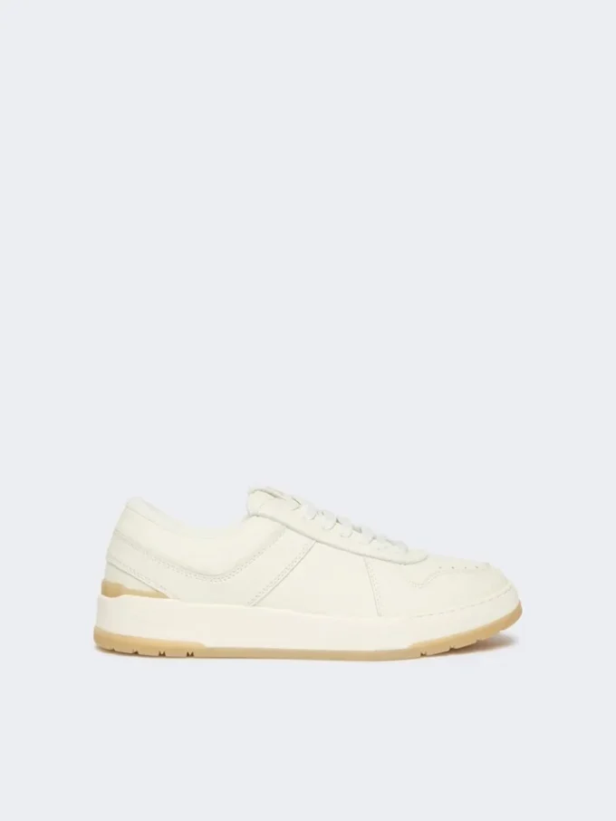 Lage sneakers van getrommeld leer, wit Lage sneakers van getrommeld leer, wit