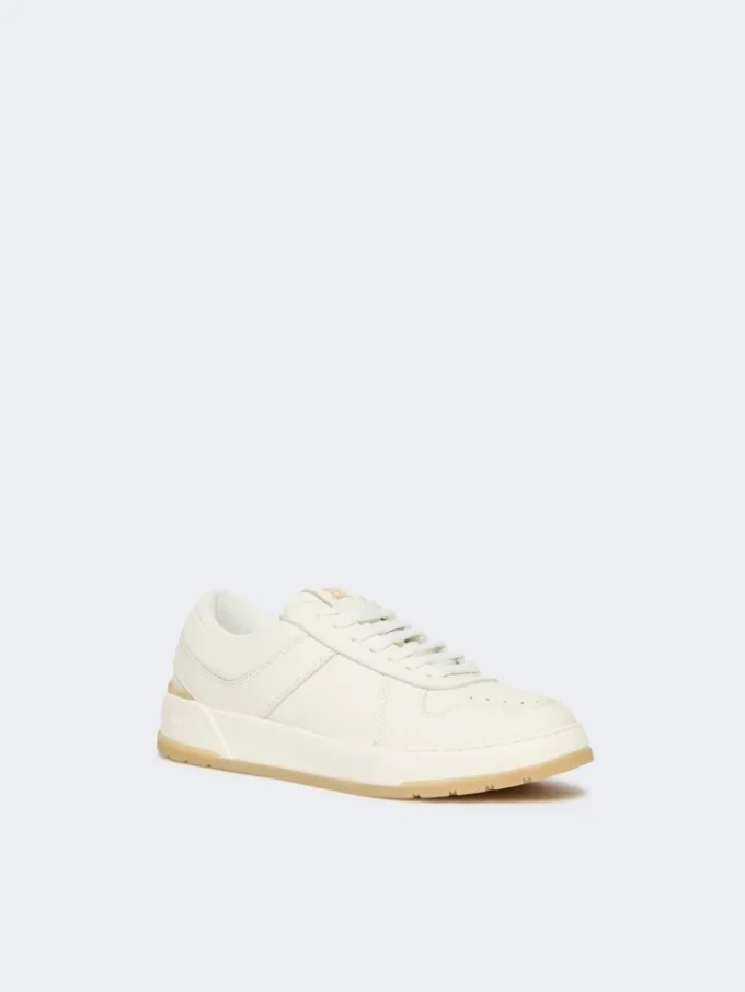 Lage sneakers van getrommeld leer, wit Lage sneakers van getrommeld leer, wit