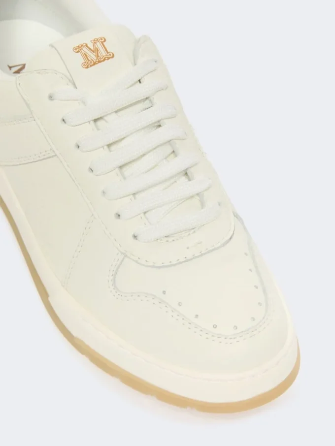 Lage sneakers van getrommeld leer, wit Lage sneakers van getrommeld leer, wit