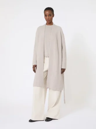Lang vest van alpaca en wol, zandkleur