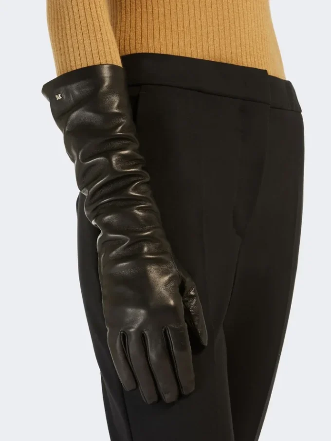 Lange handschoenen van nappaleer, zwart Lange handschoenen van nappaleer, zwart
