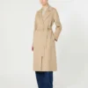 Lange jas van wol, kasjmier en zijde, zandkleur Lange jas van wol, kasjmier en zijde, zandkleur