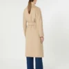 Lange jas van wol, kasjmier en zijde, zandkleur Lange jas van wol, kasjmier en zijde, zandkleur