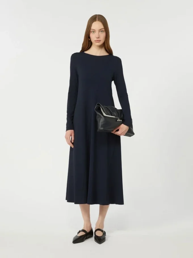 Lange jurk van viscose jersey, marineblauw Lange jurk van viscose jersey, marineblauw