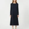 Lange jurk van viscose jersey, marineblauw Lange jurk van viscose jersey, marineblauw