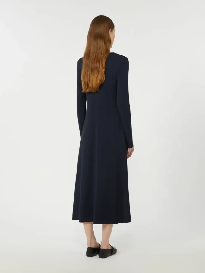 Lange jurk van viscose jersey, marineblauw Lange jurk van viscose jersey, marineblauw