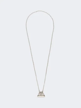 Lange ketting met grote pasticcino-tasbedel, zilver