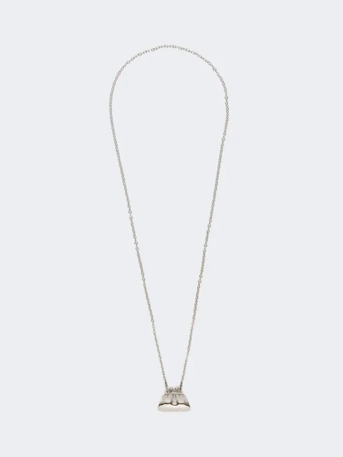 Lange ketting met grote pasticcino-tasbedel, zilver Lange ketting met grote pasticcino-tasbedel, zilver