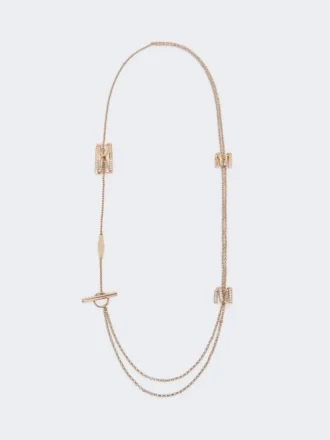 Lange ketting met monogramdetails, ivoorkleurig