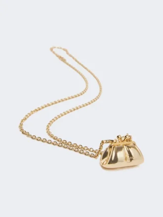 Lange ketting met pasticcino-tasbedeltje, goud