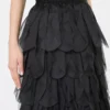 Lange rok met bloemblaadjes van zijden organza, zwart Lange rok met bloemblaadjes van zijden organza, zwart
