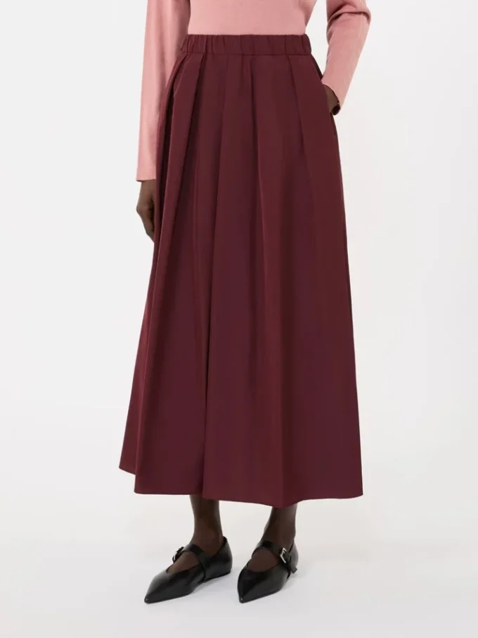Lange taffeta rok, bordeaux