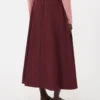 Lange taffeta rok, bordeaux