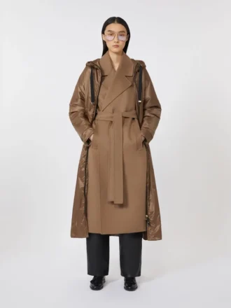 Lange, waterafstotende, gewatteerde parka van canvas, tabak Lange, waterafstotende, gewatteerde parka van canvas, tabak