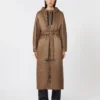 Lange, waterafstotende, gewatteerde parka van canvas, tabak Lange, waterafstotende, gewatteerde parka van canvas, tabak