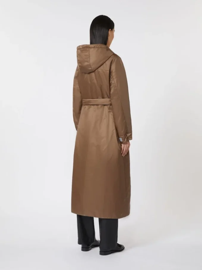 Lange, waterafstotende, gewatteerde parka van canvas, tabak Lange, waterafstotende, gewatteerde parka van canvas, tabak