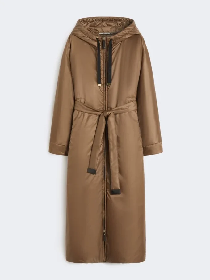 Lange, waterafstotende, gewatteerde parka van canvas, tabak Lange, waterafstotende, gewatteerde parka van canvas, tabak