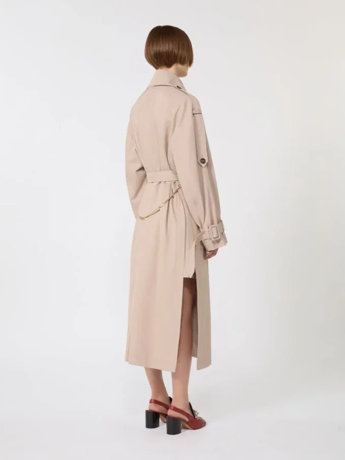 Lange waterafstotende trenchcoat van twill, beige Lange waterafstotende trenchcoat van twill, beige