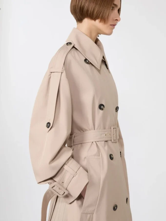 Lange waterafstotende trenchcoat van twill, beige Lange waterafstotende trenchcoat van twill, beige