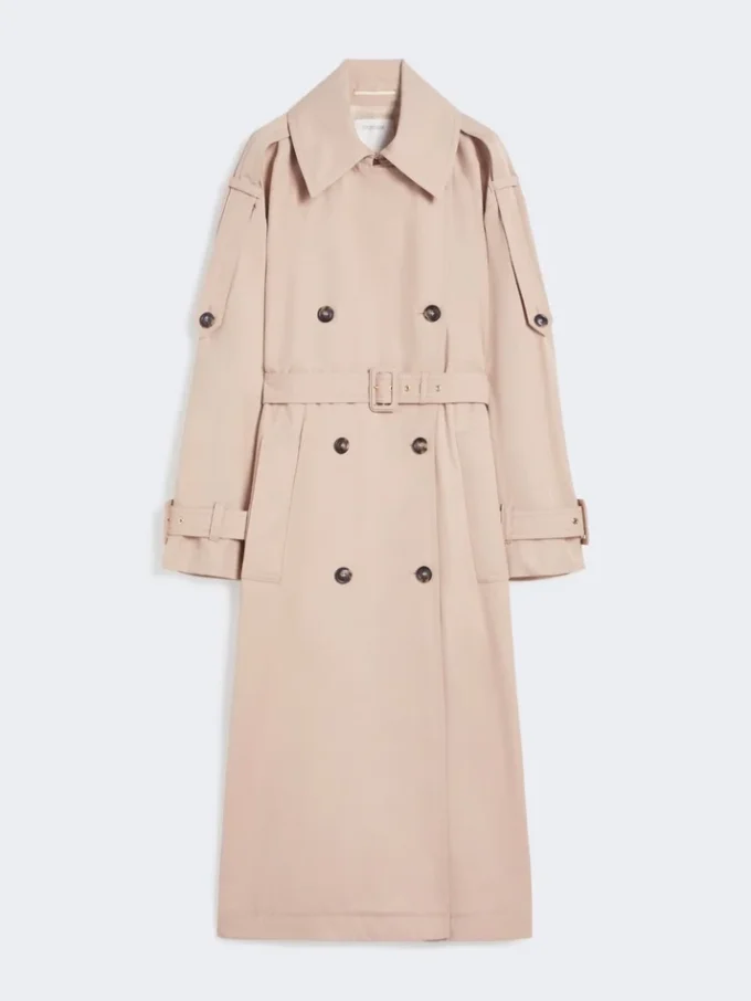 Lange waterafstotende trenchcoat van twill, beige Lange waterafstotende trenchcoat van twill, beige