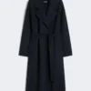 Lange wollen jas van broadcloth, middernachtblauw Lange wollen jas van broadcloth, middernachtblauw