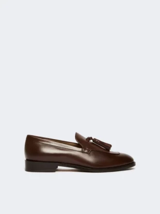 Lederen loafers met kwastjes, cacao
