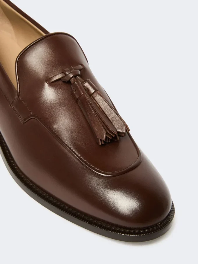Lederen loafers met kwastjes, cacao Lederen loafers met kwastjes, cacao