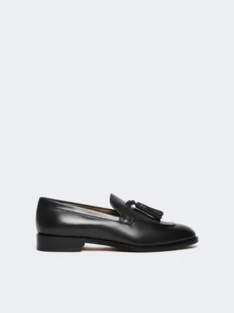 Lederen loafers met kwastjes, zwart
