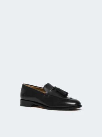 Lederen loafers met kwastjes, zwart