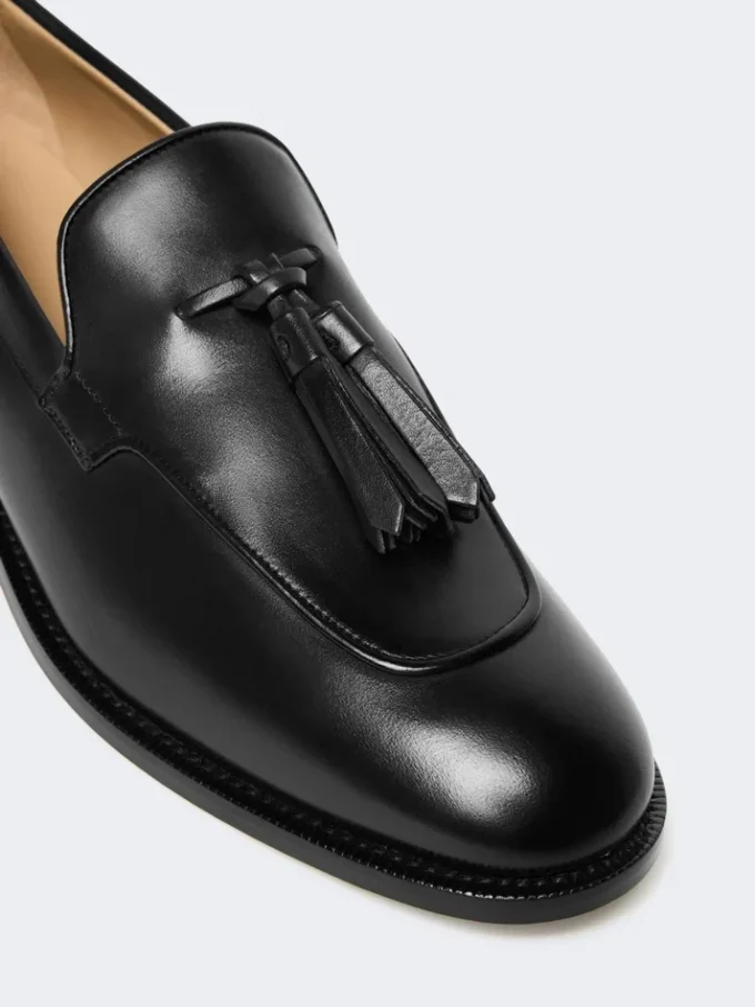 Lederen loafers met kwastjes, zwart Lederen loafers met kwastjes, zwart