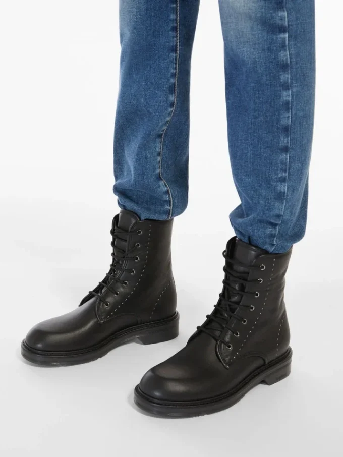 Leren combatlaarzen, zwart Leren combatlaarzen, zwart