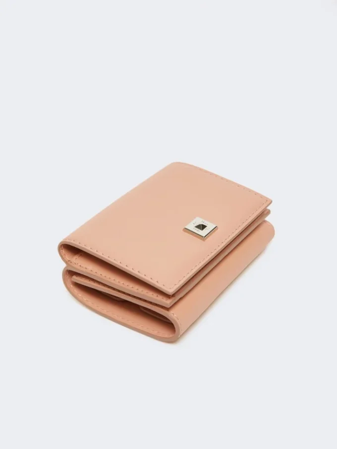 Leren driemaal opvouwbare portemonnee, roze Leren driemaal opvouwbare portemonnee, roze