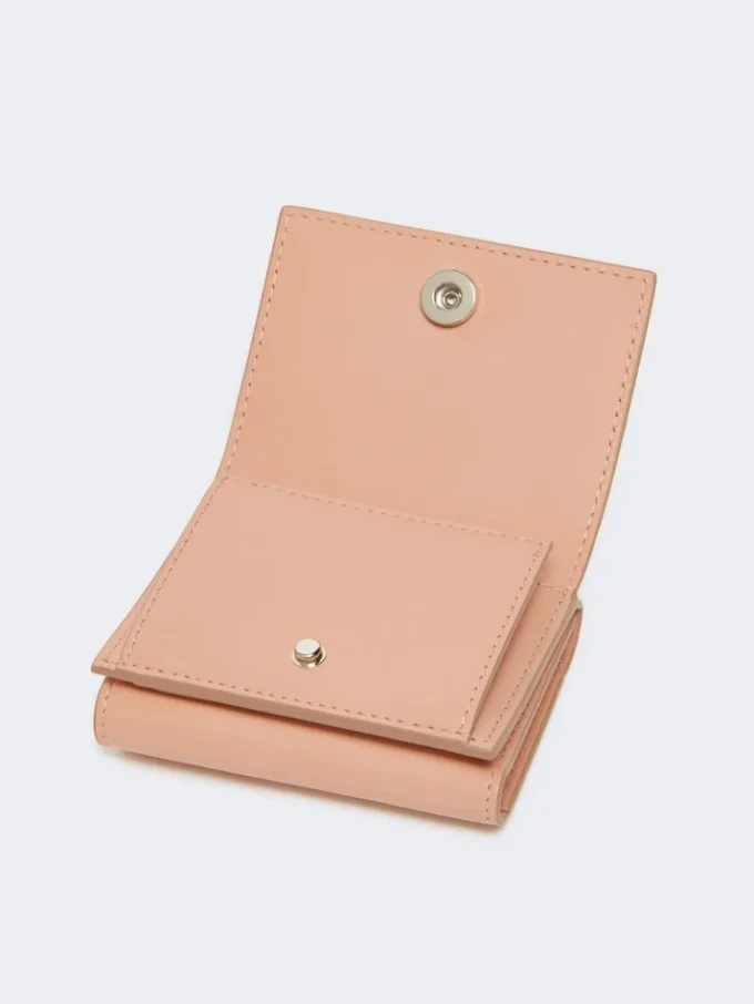 Leren driemaal opvouwbare portemonnee, roze Leren driemaal opvouwbare portemonnee, roze