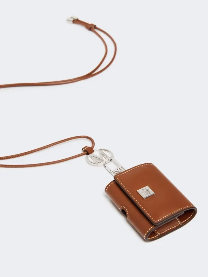 Leren etui voor oortelefoons, amberbruin Leren etui voor oortelefoons, amberbruin