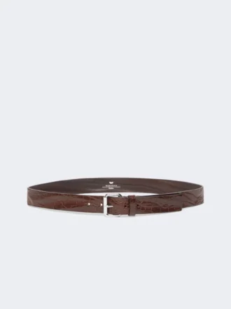Leren riem met krokodillenprint, bruin